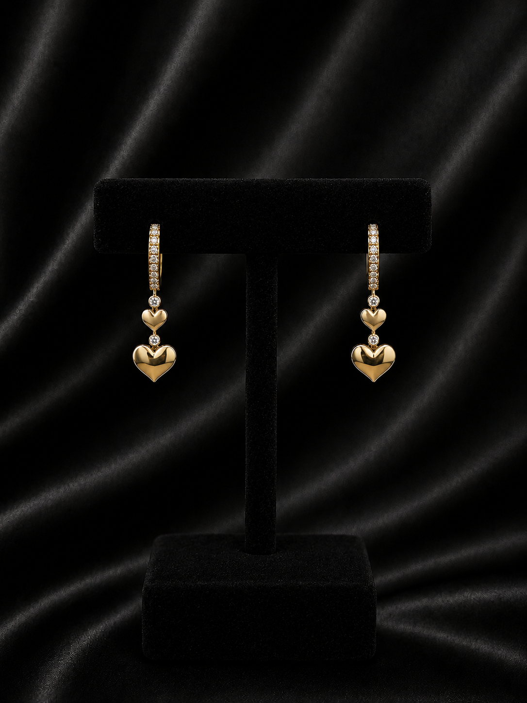 Golden Heart Hoop Drop Earrings - 1